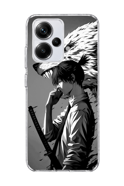 lelia حافظة هاتف شفافة مطبوعة بتصميم Anime Wolf Warrior متوافقة مع Redmi Note...
