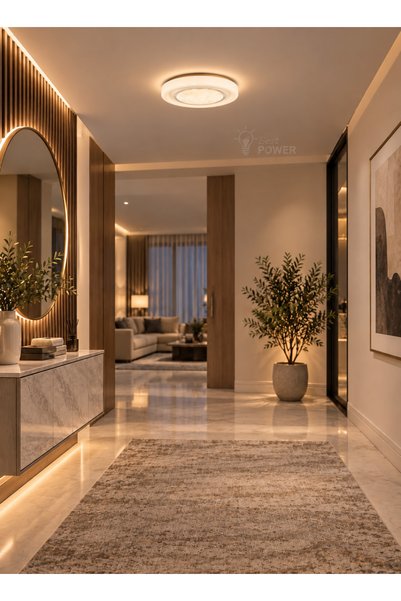 best power سقفية ليد مودرن دائرية واسعة بتصميم إطار حلقي ومركز كريستالي مضيء ...