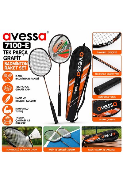 AVESSA 7100-E Grafit Badmington Raketi Seti