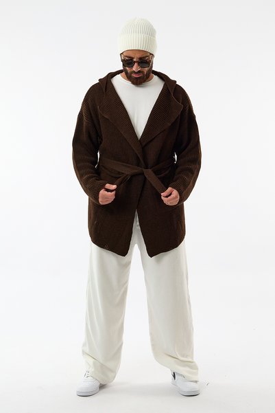 COCOPELLI Poncho pentru bărbați din tricotaje maro de design COC3614