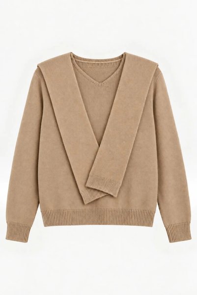 Ladima Women's Biscuit Shawl Collar Knitwear Sweater