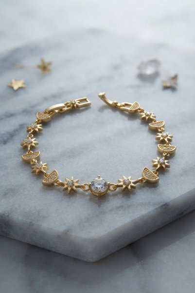 Skygo Gold Color Celestial Star and Crescent Model Women's Bracelet