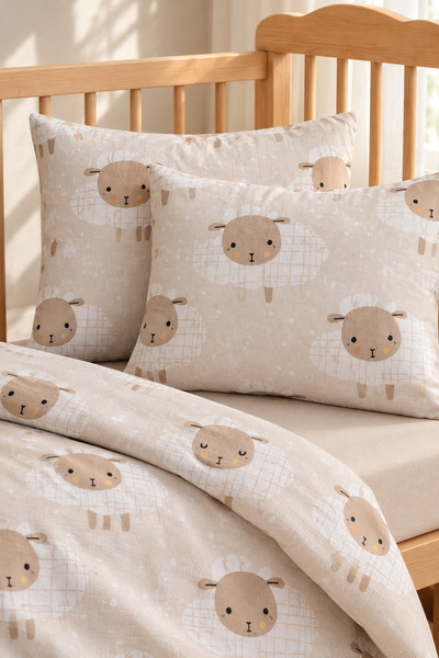 Cotton Collection %100 Pamuk Ranforce Bebek Nevresim Takımı Little Sheeps