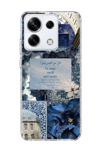 lelia حافظة هاتف شفافة متوافقة مع Redmi Note 13 Pro 5G مطبوعة عليها زهرة زرقا...