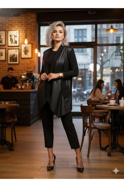 BKMODA276 BÜYÜK BEDEN DERİLİ YELEK
