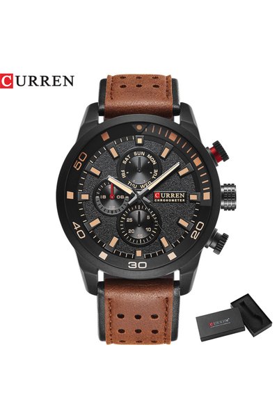 Curren brown black box 8250 Men's Waterproof Casual Three-Hand Watch Business...