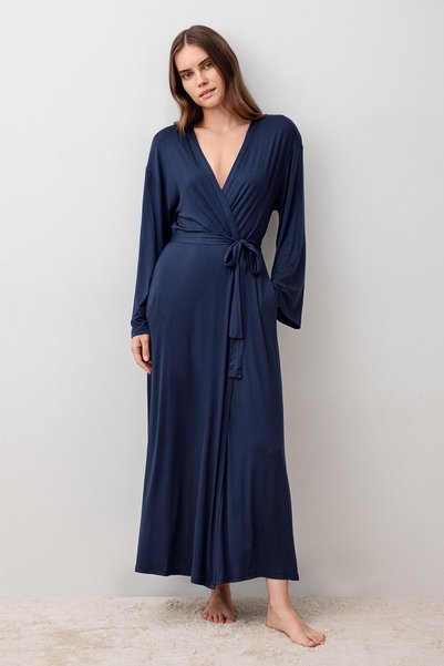 Artış Long Sleeve Flexible Lycra Viscose Dressing Gown