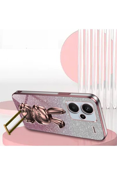 XGSM Husă Xiaomi Redmi Note 13 Pro+, Iepure cu sclipici, cu suport glisant, Roz