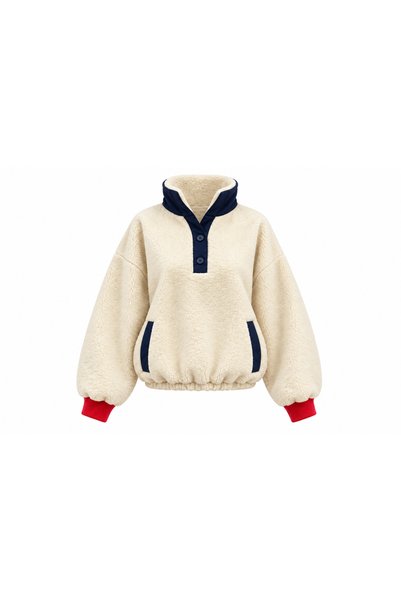 Buket Teke Teddy Yakası Düğmeli Ayıcık Sweatshirt