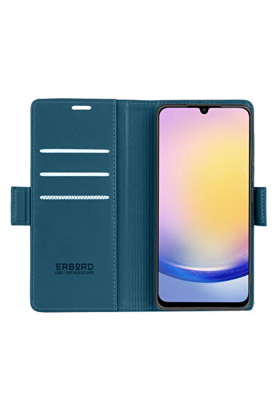 ERBORD Husă Samsung Galaxy A25 5G, Litchi lucios, Portofel cu clapetă, Albastru
