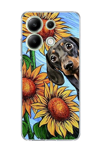 lelia Redmi Note 13 4g Compatible Sausage Dog Sunflower Printed Transparent P...