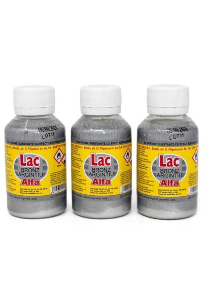 Alfa Set de 3 x Lac argintiu-bronz, 75ml / buc, vopsea rezistentă la temperat...