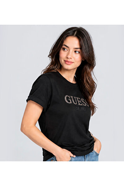 Guess Leopard Regular Fit Kadın T-Shirt W6BI22K6042