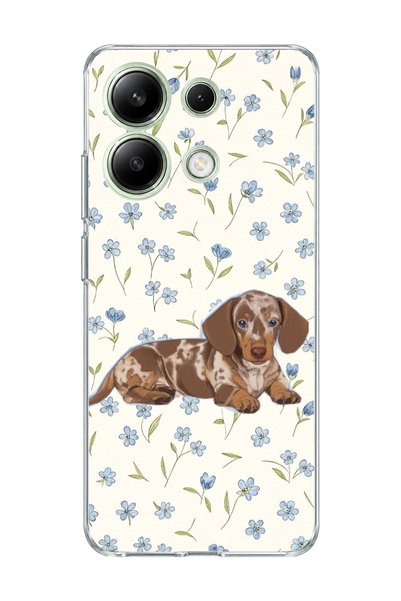 lelia Redmi Note 13 4g Compatible Sausage Dog Blue Flower Printed Transparent...