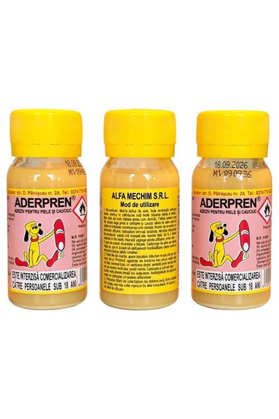 OEM Set 3 x adeziv Aderpren pentru piele și cauciuc, 20ml / buc, adeziv pentr...