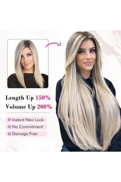 Dotail Set de 6 extensii de păr, 60 cm, cu clipsuri, drepte, volum mare, apli...