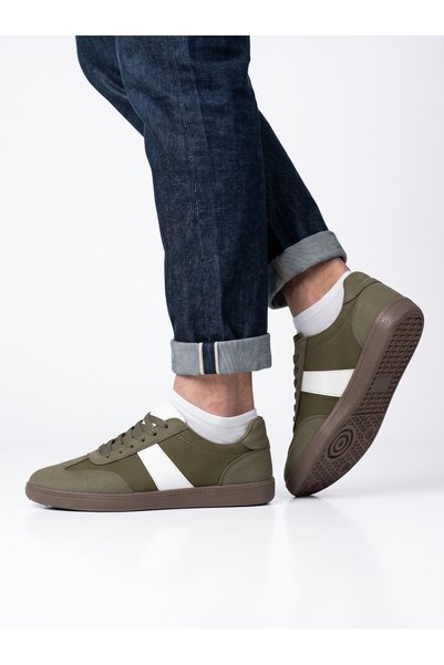 VESCO Men's Retro Low-Top Lace-Up Sneakers with White Stripe