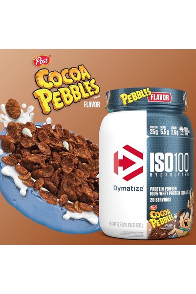 Dymatize بروتين مصل اللبن المتحلل ISO100 بنكهة الكاكاو (1.4 رطل) 20 حصة (20 سيرف)