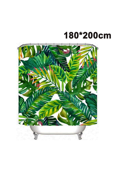 Noonedibs Perdea de duș tropicală, perdele de baie din material textil cu fru...