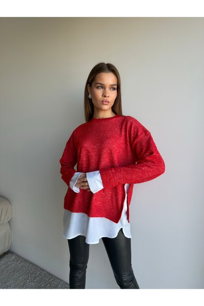 KENZA'A TRİKO Pulover tricotat supradimensionat tip cămașă