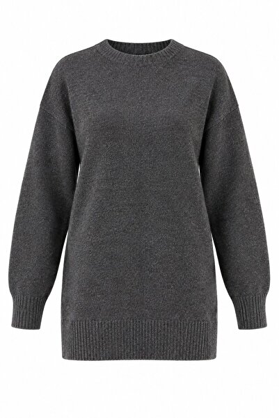 Laluvia Anthrazitfarbener Basic-Strickpullover - 2y04595