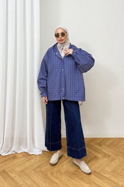 Melike Tatar Ekose Çıtçıtlı Yağmurluk 3-4590