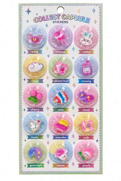 BY CAPPİ 3D PVC Kabartmalı Mini Sticker Seti – Şeffaf Sevimli Figürlü, Defter...