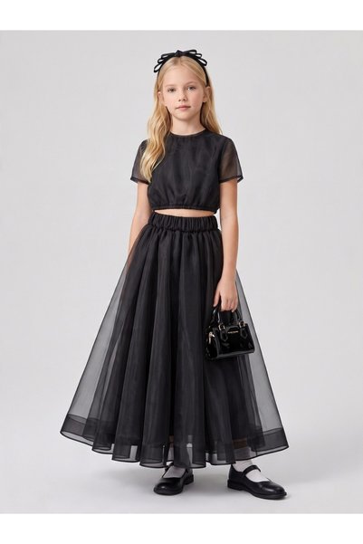 Zekids Girl's Design Chiffon Long Skirt