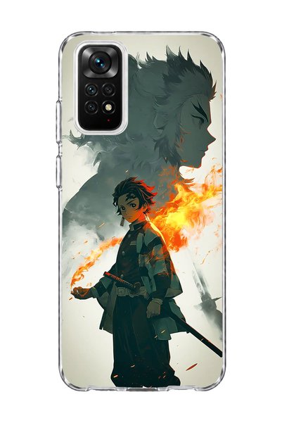 lelia حافظة هاتف شفافة مطبوعة بتصميم Anime Fire Shadow متوافقة مع Redmi Note ...