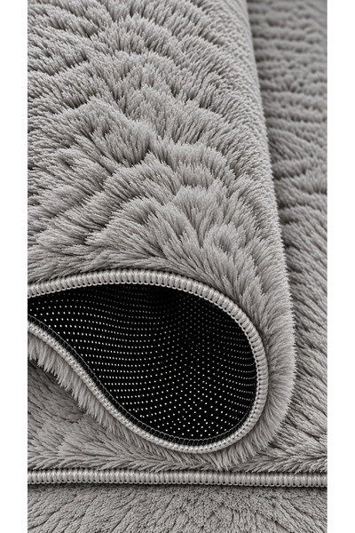 HOME AURAA Premium Soft Shaggy Fur Rug – Plush Fluffy Carpet for Living Room & Bedroom, Modern Solid Colour, Grey