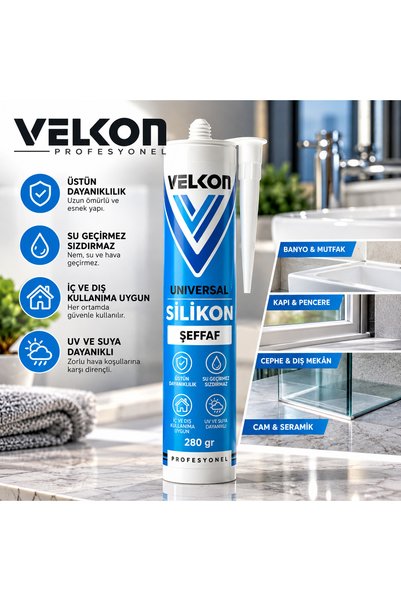Velkon Proffesional Genel Amaçlı Silikon Şeffaf 280 Gr