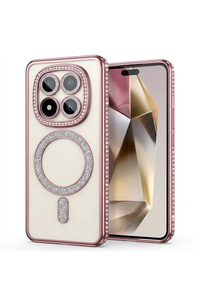 Nezih Case Redmi Note 15 5G ile Uyumlu Manyetik Şarj Özellikli Simli ve Taşlı...
