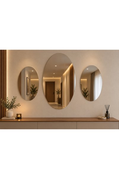 Genel Markalar 3 lü elips ayna 2.si 30+20 büyük olan50+40 gerçek ayna