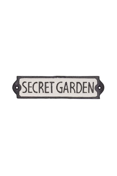 Esschert Design Decorațiune metalică pentru ușă alb/negru 21.2 x H 5.1 cm "Se...