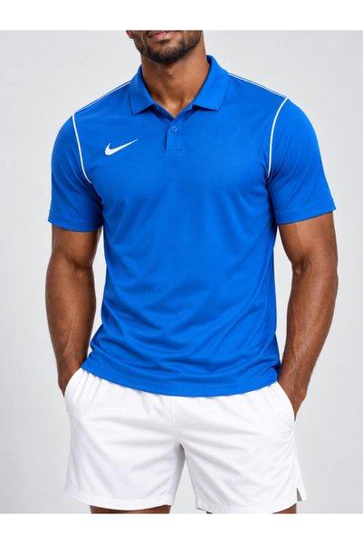 Nike Erkek Mavi Spor Logo Polo Yaka Tişört