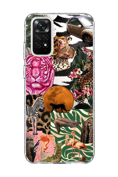 lelia حافظة هاتف شفافة مطبوعة بتصميم Wild Animal Collage متوافقة مع Redmi Not...
