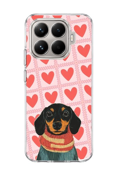 lelia Mi 15t Pro Compatible Sausage Dog Red Heart Printed Transparent Phone Case