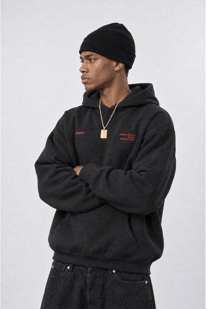 Respire Erkek notbasic Baskılı Oversize Hoodie Siyah