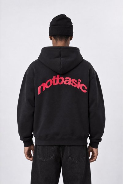 Respire Erkek notbasic Baskılı Oversize Hoodie Siyah
