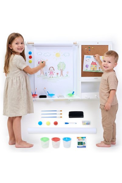 mamabrum tablă magnetică de perete cu rolă hârtie și plută, 3+