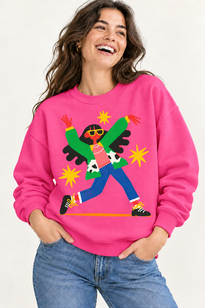 ArtYus Dancing Colorful Character Printed Unisex Oversize Sweatshirt – Crew N...