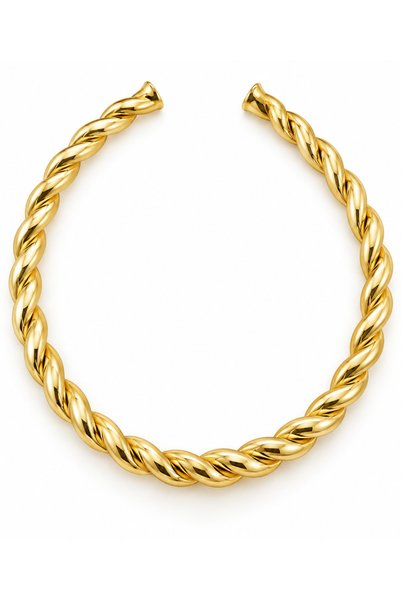 MİLANO BEAUTYS Gold Color Twisted Model Women's Necklace – Stylish Necklace with Thick Rope Weave Design, Shiny Gold Color