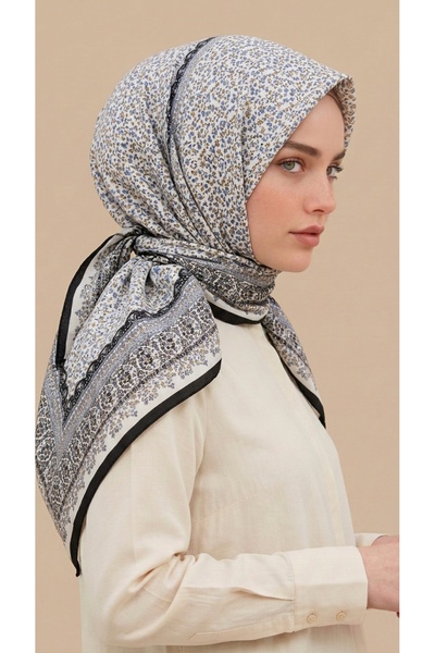Karaca Rosena 120*120 cm Italian Chiffon Scarf - Black and White