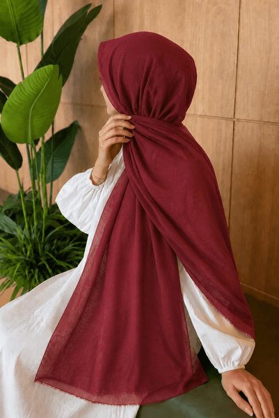 Hepsi Moda Rami Tensel Shawl - Mdk - Burgundy