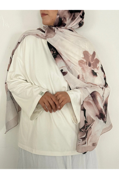 Hepsi Moda Zambak Patterned Shawl - Powder