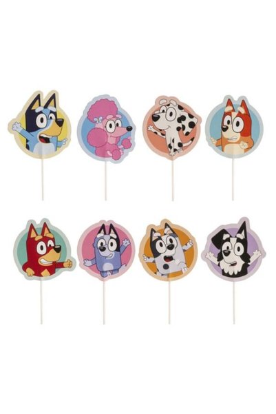 Balloons4party Set de 16 decorațiuni pentru brioșe Bluey de 6 cm