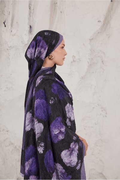 Hepsi Moda Rose Patterned Shawl - Lilac