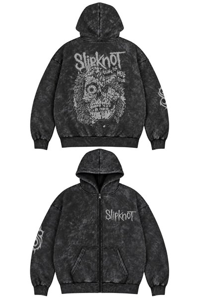 Fuddy Moda Unisex Oversize Slipknot Hell Tour Back and Sleeve Printed Zipper ...