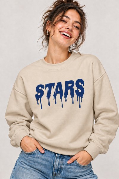 ArtYus Stars Written Drop Effect Printed Unisex Oversize Sweatshirt – Crew Ne...