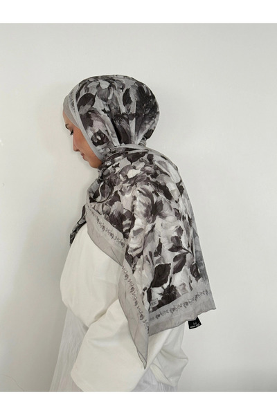 Hepsi Moda Batik Floral Pattern Shawl - Gray